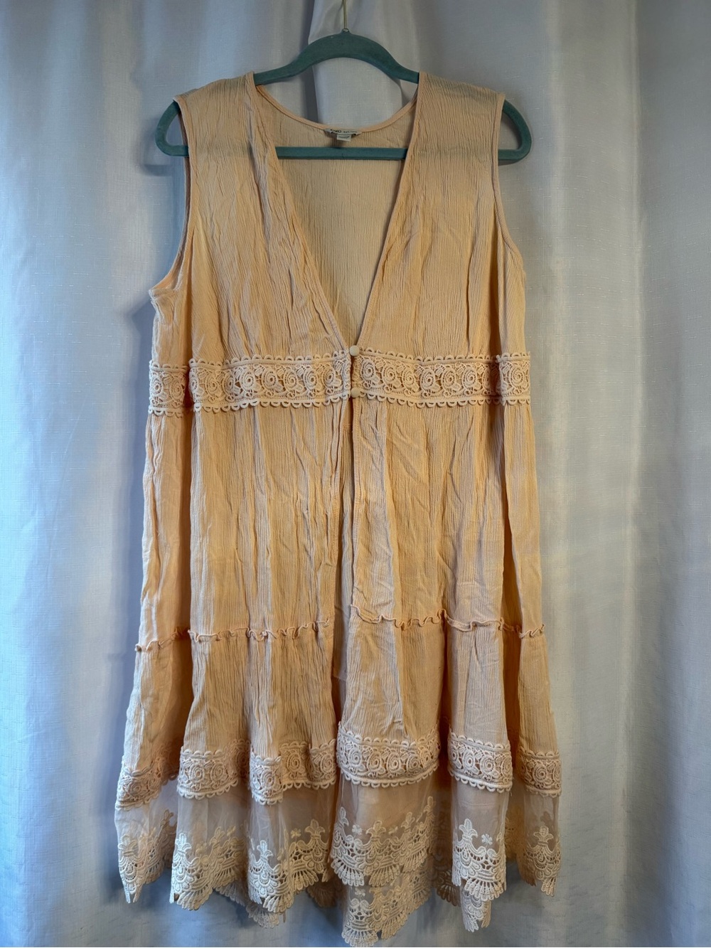 Cato Peach Lace-Trim Sleeveless Tunic